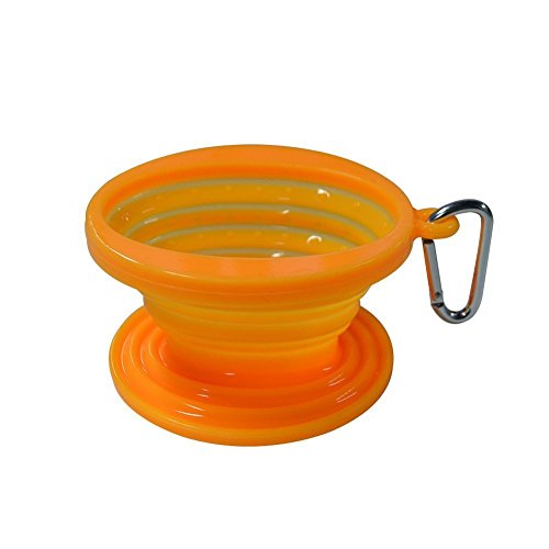 JSS Faltbarer Kaffeefilter aus Silikon, lebensmittelecht, perfekt für Draußen und für Unterwegs mit gratis Haken Einheitsgröße orange - 2