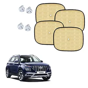 Car Adorable Beige Sun Shades for Side and Rear Window for Hyundai Venue (Set of 4)