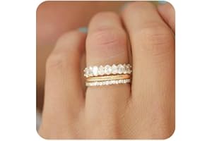 FUNEIA 3PCS Bague Femme Or Bague Enfant Fille Plaqué Or avec Boîte Cadeau