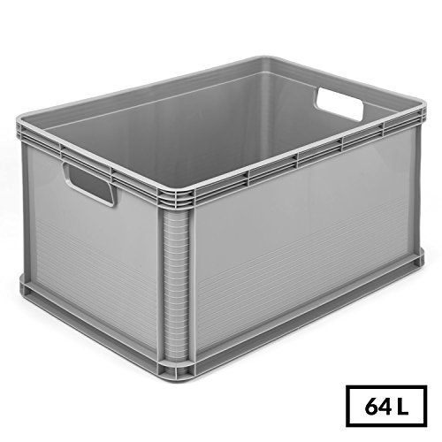 3 x 64 L Lagerkiste Euro Box Stapelbox Transportbox Palettenbox Kiste grau - 3
