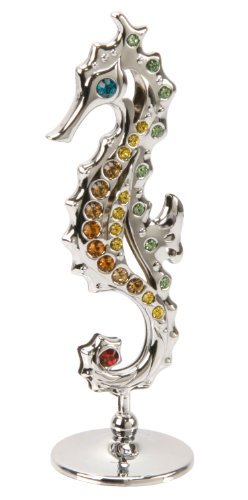 Crystocraft Keepsake Gift Ornament - Crystocraft Silver Sea Horse with Swarovski Crystal Elements