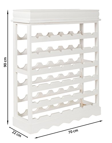 ts-ideen Weinregal Weiß für 36 Flaschen Flaschenregal weißes Holz Wein Regal Board - 6