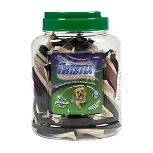 Twistix Canister Low Fat High Protein Vanilla Mint Flavor Oral Hygiene Dog Dental Care Treats for All Life stage Dog, Remove Plaque, Tartar and Freshen Breaths, Easy To Chew and Digest | Dog Dental Chew sticks | 50 Small