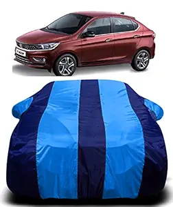 MAVENS Tata Tigor Car Cover Waterproof with Triple Stitched Ultra Surface Body Protection (Blue Stripes)