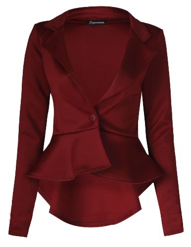 Fast Fashion Damen Mit Langen Ärmeln Rüschen Verschieben Ausgestattet Unteren Rücken Peplum Blazer