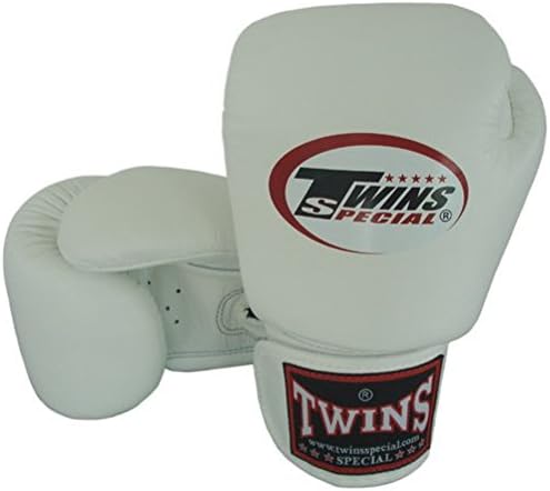8-10-12-14-16 oz. White Twins Special Muay Thai Leather Boxing Gloves (BGVL-3) (S (8oz.))
