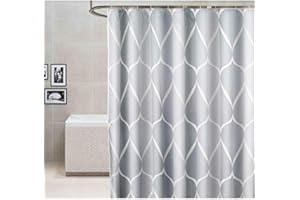GONOVE Shower Curtain for Bathroom 200 x 200 cm Anti-Mould Mildew Resistant Waterproof Polyester Fabric Geometric Shower Curtain Liner Long Bath Curtain with Hooks, Washable and Weighted Hem