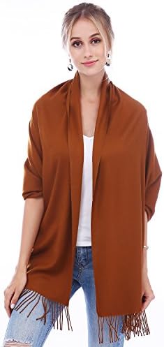 JAKY GlobalCashmere Scarf Pashminas Wraps Shawl Super Soft and Warm 70" x 27" Scarves (Dark Camel)