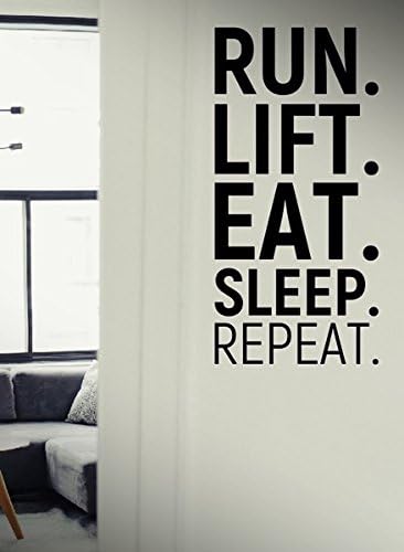 Run.Lift.Eat.Sleep.Repeat. - Quote Motivational Workout Fitness Exercise Gym Decal wall decals, vinyl decals stickers DIY Art Decor Bedroom