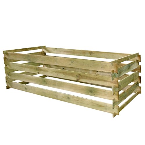 vidaXL Holz Komposter Kompostbehälter Holzlatten rechteckig 0,77 m3 - 2