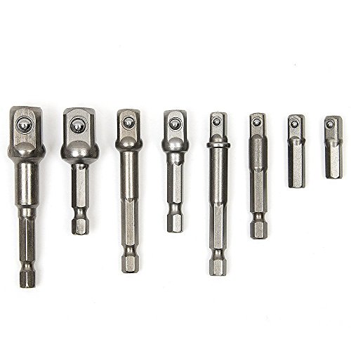 Audel 8-teiliges Adapter Sechskant auf 1/4" 3/8" 1/2 " Vierkant Bohrfutter Adapter