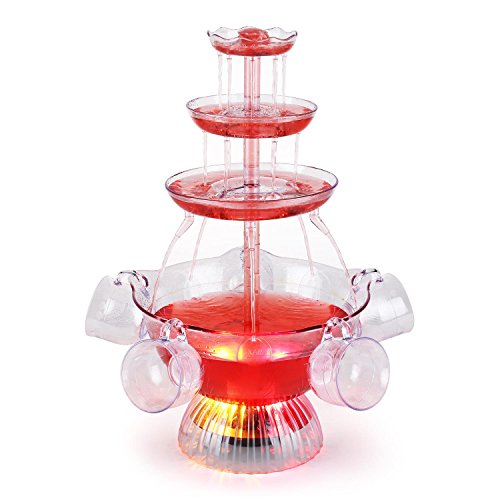 oneConcept Proseccano Partybrunnen LED Getränkebrunnen (24W Leistung, 3 Liter Fassungsvermögen, LED-Brunnenbeleuchtung, Stecksystem, inkl. 5 Einfüllhilfen, inkl. 5 Tassen) glas - 5