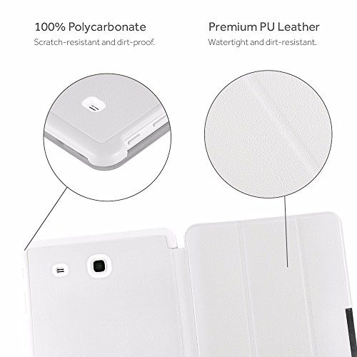 EasyAcc Samsung Galaxy Tab E 9.6 Hülle Schutzhülle T560 Case Hochwertiges PU Leder Etui – mit Standfunktion für Samsung Galaxy Tab E T560/T561 (9,6 Zoll) Tablet-PC (Weiß, Kunstleder, Ultra Dünn) - 6