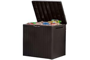 Keter City Brown Resin Deck Box Patio Furniture Pool Accessories and Outdoor Toy Storage