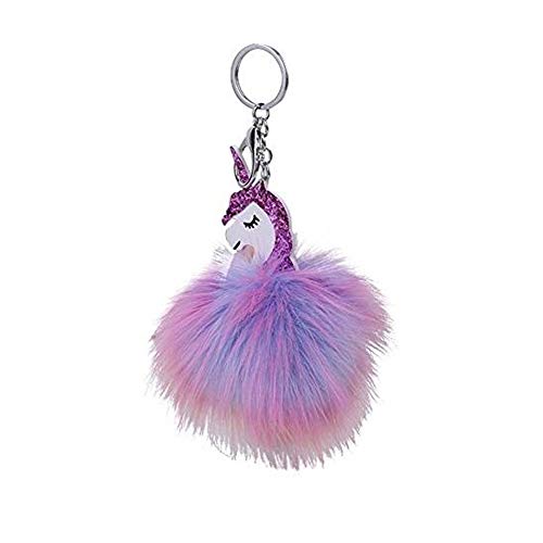 Preisvergleich Produktbild Schlüsselanhänger Lila Einhorn Plüsch. Optimiert ca. einzigartig und praktisch