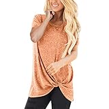 iHENGH Neujahrs Karnevalsaktion Damen Frühling Sommer Top Bluse Bequem Lässig Mode Frauen beiläufige Normallack Kurzschluss Hülsen O Bluse Twist verknotete Oberseiten T Shirt