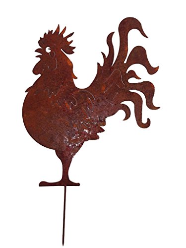 Gartenstecker Edelrost - imposanter Hahn - Höhe 51 cm
