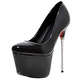 Atyche Damen Extreme High Heels Spitze Pumps mit Plateau und Stiletto Moderne Lack Party Schuhe