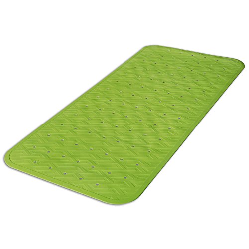 casa pura® Wanneneinlage Astrid | rutschfest | geriffelte Oberfläche | PVC-frei | Lochung für optimalen Wasserabfluss | 34 x 76 cm | drei Farben (grün) - 2