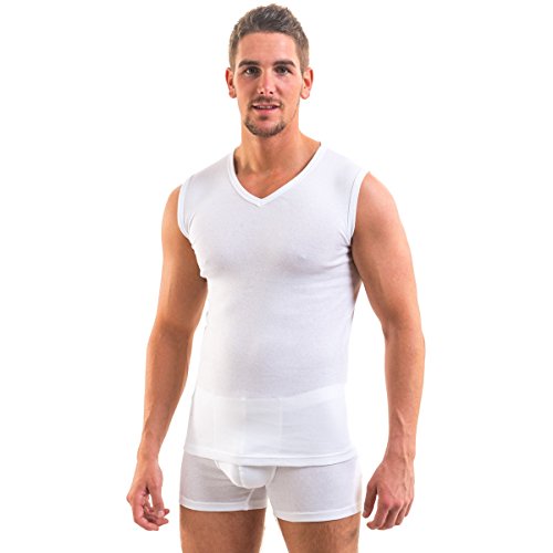 HERMKO 3050 3er Pack Herren Muskelshirt V-Ausschnitt (Weitere Farben) - 3