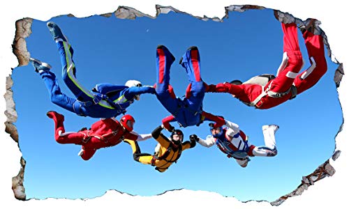 Preisvergleich Produktbild Chicbanners V003 3D Magic Window Wall Sticker Wandaufkleber Motiv Skydive Skydive Fallschirmspringer 3D Magic Window Wall Sticker Wall Art Größe 1000 mm breit x 600 mm tief (groß)