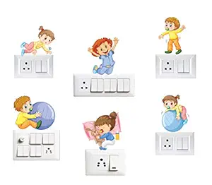 VVWV Baby Kids Switch Board Printed Stickers for Home Living Kids Bed Room Wall Decoration Multicolour Vinyl Stylish 3D Combo Sticker (Standard Size)