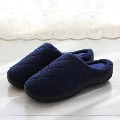 CWAIXXZZ plush slippers Slippers men and older people in the fall of cotton slippers men's non-slip the old slippers non-slip 45, male slippers grandfather ,40-41 (39-41 feet), Blue - Diamond