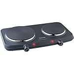 Sencor SCP 2252 Doubles plaques de cuisson électriques avec thermostat contrôlé en continu - 2250W - Diamètre plaque chauffante de 18,5 cm et 15,5 cm