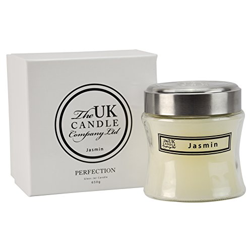 UK Candle Company Large Glass Jar 3 Wick Jasmin Scented Candle 650g in a Box