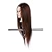 Goodofferplace® Hairdressing 75% Brown Colour Professional Real Hair 22 Inch Training Mannequin Head Hairdresser Training Head w/Clamp For College and Professional to practice Cutting Braiding Setting