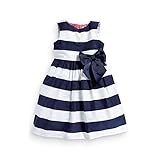 ROPALIA Baby Girls One Piece Dress Blue Striped Bow Skirts Tutu Dress Sundress