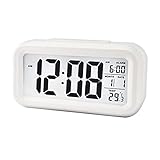 UKXHY Digitale Smart Wecker, Einfache Batteriebetriebener LED Digital-Wecker mit Extra großen Display Snooze, Datumsanzeige, Temperatur und Lichtsensor