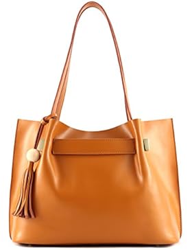 Kattee Damen Nappaleder Schultertasche Tote Handtasche Laptop Tasche