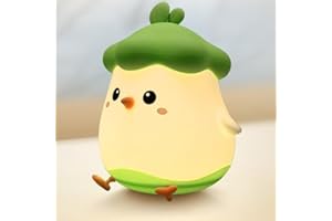 FemKey Luz Nocturna Infantil, LED Luz Nocturna Bebé Control Táctil, Luz Bebé de Dormir para Niños, Luz Recargable USB de Forma Pollito, Luz Amarillo, Color Verde