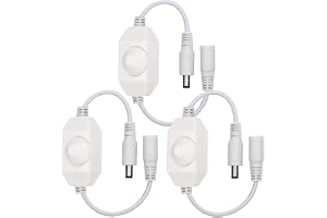Gebildet 3st Vit DC12V-24V LED Strip Lights Dimmer Switch PWM Rotary Dimmer Controller Inline Dimmer Switch för LED String Li