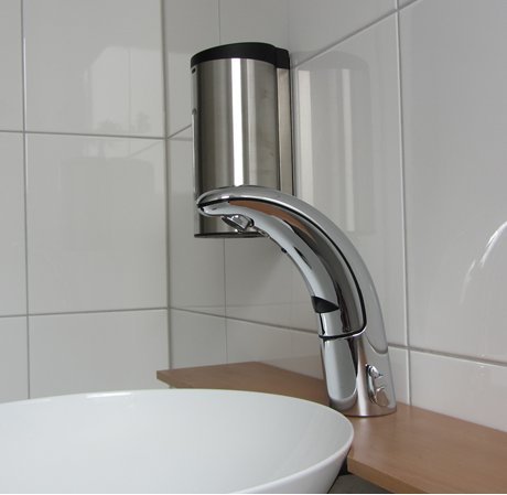 Sensor Seifenspender Edelstahl mit automatischer Auslösung -Komplettpaket incl. Batterien Infrarot / automatic soap dispenser / - 4