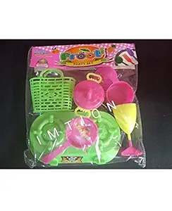 IMTION Combo ( Kitchen Set for Kids Girls Playing + Free Cartoon Striker) Home Kitchen Set Toys Multicolor Kitchen Set Playing Toys for Girls