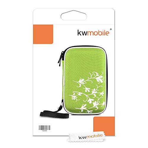 kwmobile Hardcase Tasche Hülle für externe Festplatten (2,5″) mit Ranken Swirl Design – Schutzhülle in Weiß Hellgrün - 6