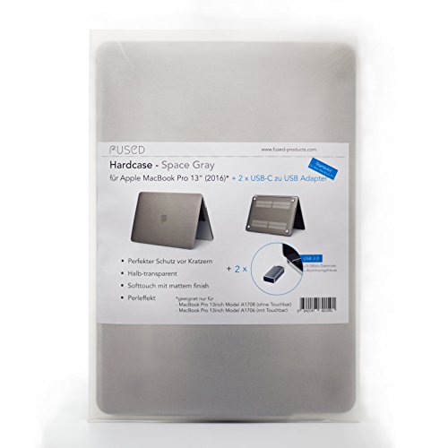 Starterkit - MacBook Pro 13   2016   2017 Modell  - Hardcase  matt    2 x USB-C Adapter  Gray 