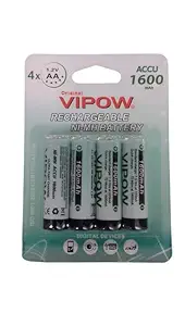 Pack of 4 AA Rechargeable Batteries 1600mAh,1.2v Ni-MH Vipow Accu Cell Pack of 4 Batteries 1600 mah