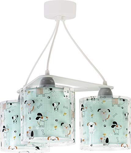 Preisvergleich Produktbild Dalber Hängelampe 3-Leuchten Happy Dogs, Kunststoff, 60 W, Grün