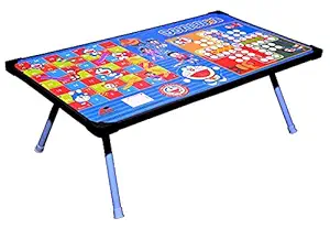 TOYMANIA Amazing Multipurpose DOREMON Foldable Study Table for Kids. | Pure Wooden Material & Fully Laminated. | 2 EXCITING Games. | Best Table for Studying & Laptop. (Blue Color)