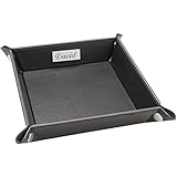 Cadenis Ablageschale mit persönlicher Laser-Gravur Taschenleerer Kunstleder schwarz 16 x 16 x 3,5 cm