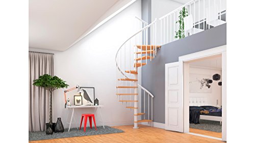Preisvergleich Produktbild DOLLE Spindeltreppe Montreal, Ø: 140 cm, weiß gespindelt
