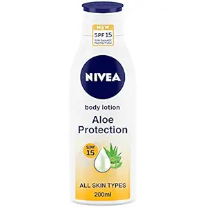 Nivea Body Lotion, Aloe Protection SPF 15, for Men & Women, 200 ml, Normal Skin