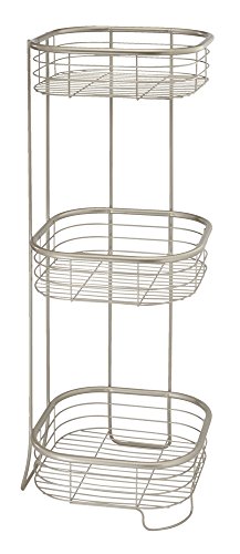 mDesign Eckregal Bad und Dusche freistehend – ideale Aufbewahrung von Shampoo, Duschgel, Handtücher auf drei Ablagen – rostfrei – Farbe: Satiniert - 4