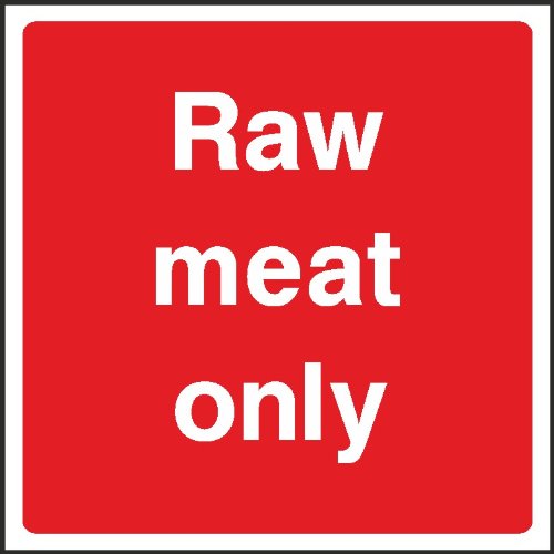 [WOOTTON INDUSTRIES LIMITED] 100mm x 100mm Raw Meat Sign [Self Adhesive Sticker] WIL15438 100mm x 100mm
