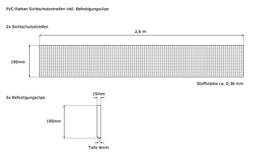 JAROLIFT PVC-Rattan Sichtschutzstreifen, anthrazit, 2,6m, 2 Stück - 4