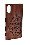 Sony Xperia XZ Holzhülle, PhantomSky[Luxus-Serie] Natürliche Handgemachte Bambus / Holz Schutzhülle für Ihr Smartphone - Rosenholz Kompass - 