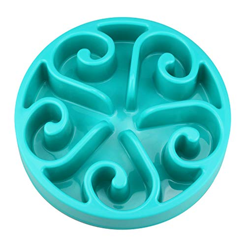 Welltop Ciotola di Cane Alimentatore Lento, Non tossico Lento mangiatore di Cani Ciotola Alimentatore interattivo Pet Bloat Stop Ciotola di Cane evitando soffocamento Non Skid (Blu)